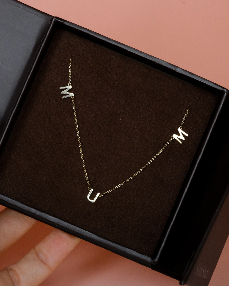 Custom Solid Gold Initial Necklace