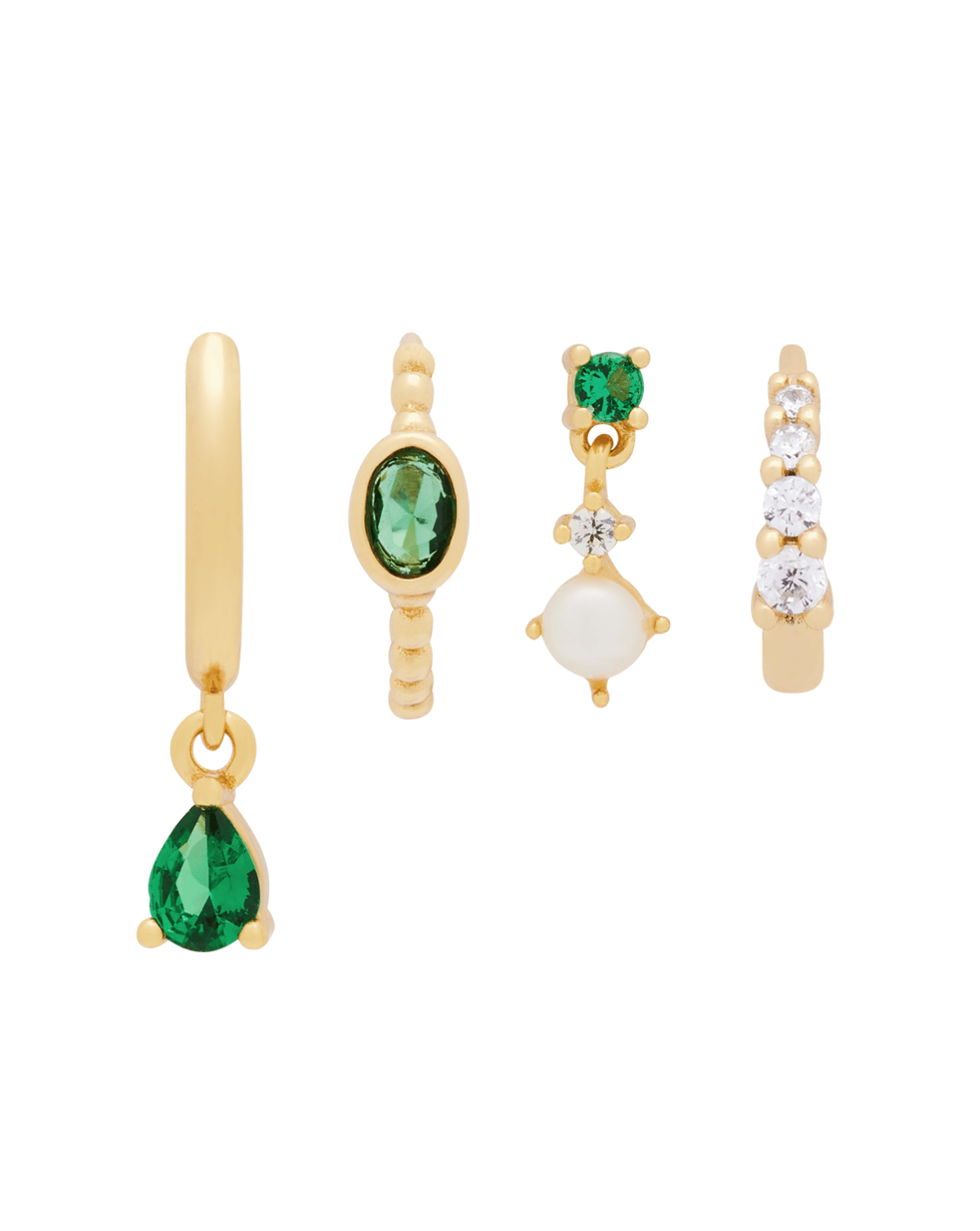 Single emerald stud deals earring