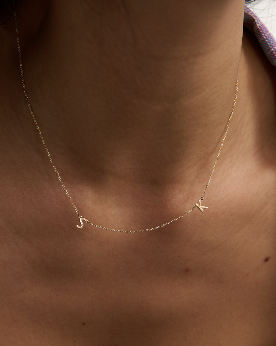 Custom Solid Gold Initial Necklace