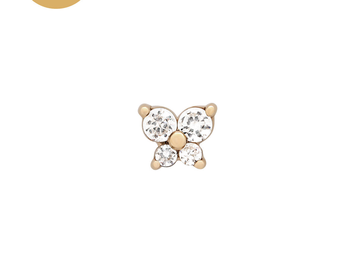 14K Solid Gold Cho Butterfly Single Stud | S-kin Studio Jewelry | Ethical Piercing Earrings