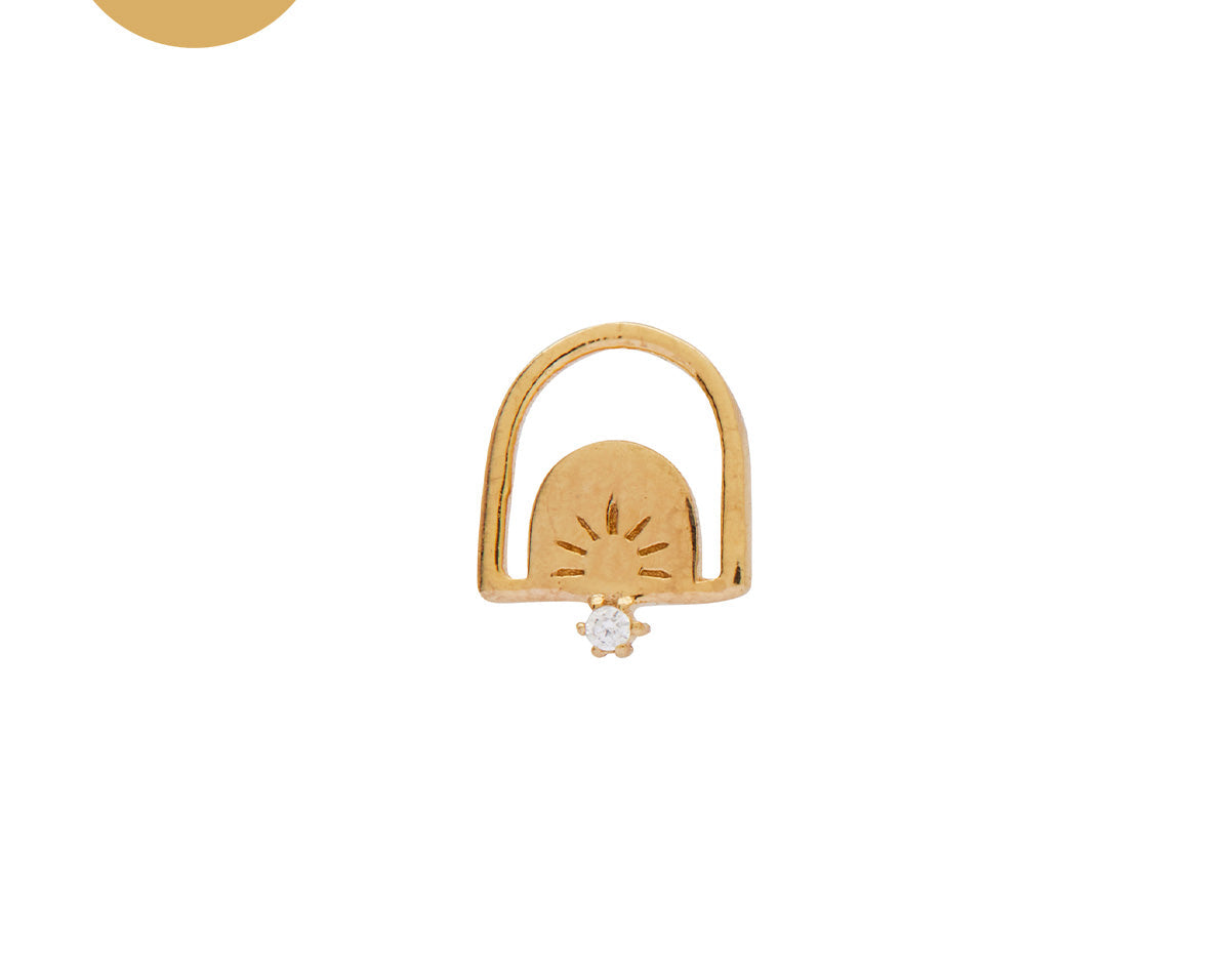 14K Solid Gold Dawn Single Stud | S-kin Studio Jewelry | Ethical Piercing Earrings