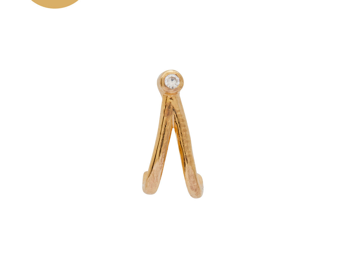 14K Solid Gold Faye Wishbone Single Stud | S-kin Studio Jewelry | Ethical Piercing Earrings