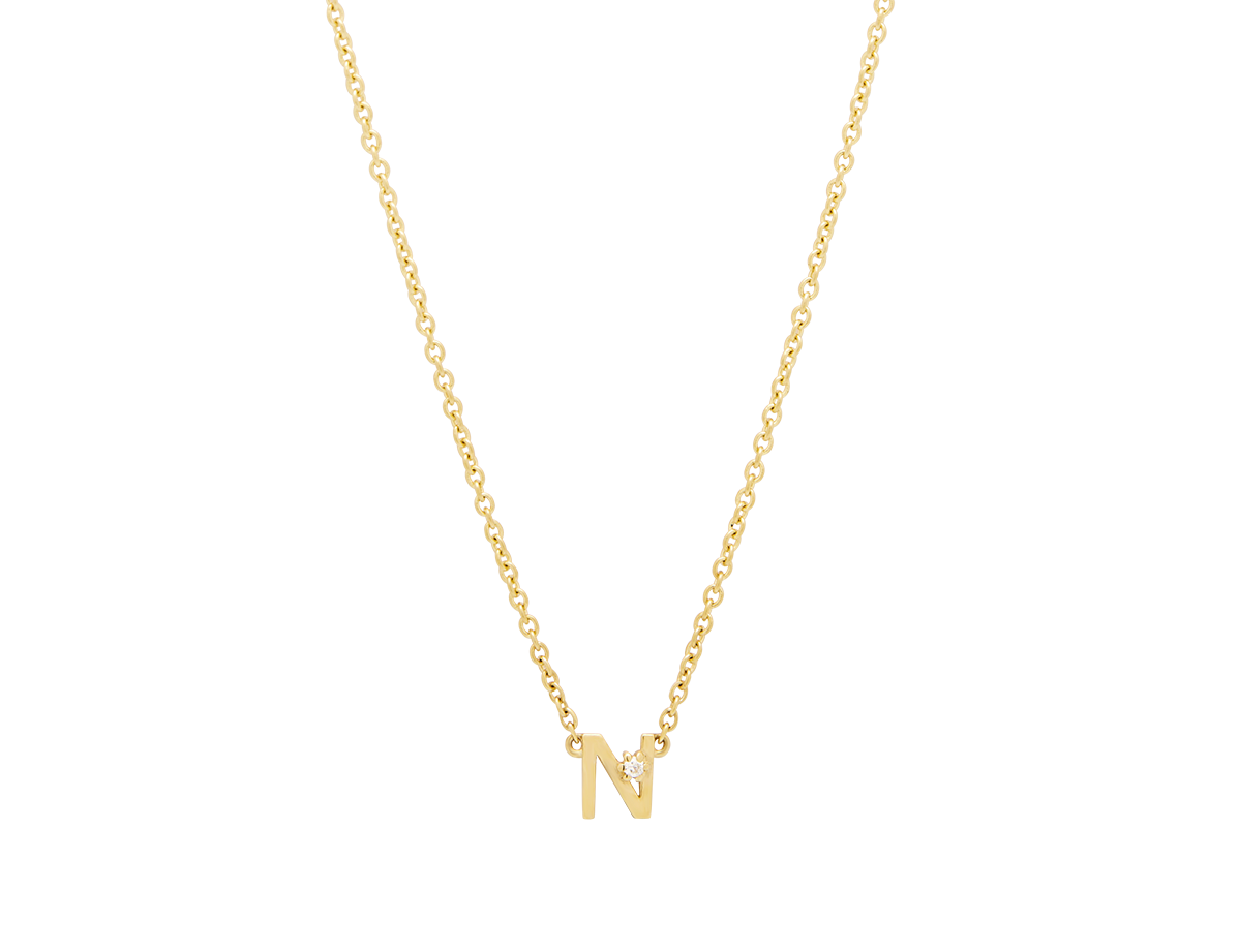 Solid Gold Initial Necklace