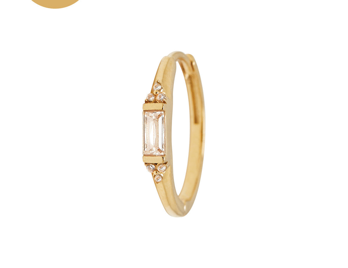 14K Solid Gold Caroline Baguette Hoop