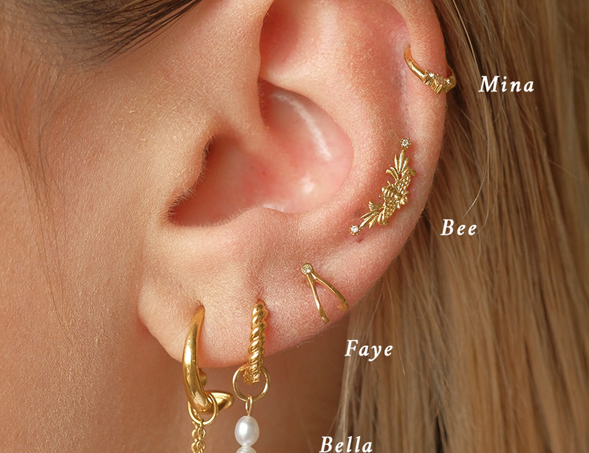 Sterling Silver Mina Trio Gemstone Hoop | S-kin Studio Jewelry | Ethical Piercing Earrings 