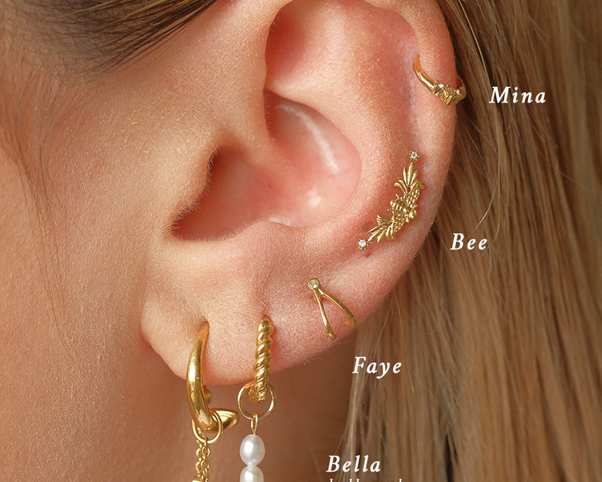 Sterling Silver Mina Trio Gemstone Hoop | S-kin Studio Jewelry | Ethical Piercing Earrings