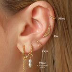 14K Solid Gold Mina Trio Gemstone Hoop | S-kin Studio Jewelry | Ethical Piercing Earrings