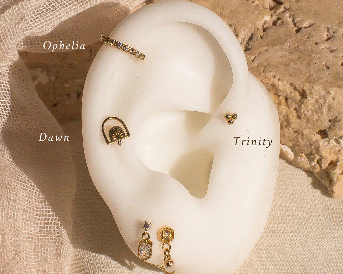 18K Gold Fill Rei Marquise Dangle Single Stud | S-kin Studio Jewelry | Ethical Piercing Earrings