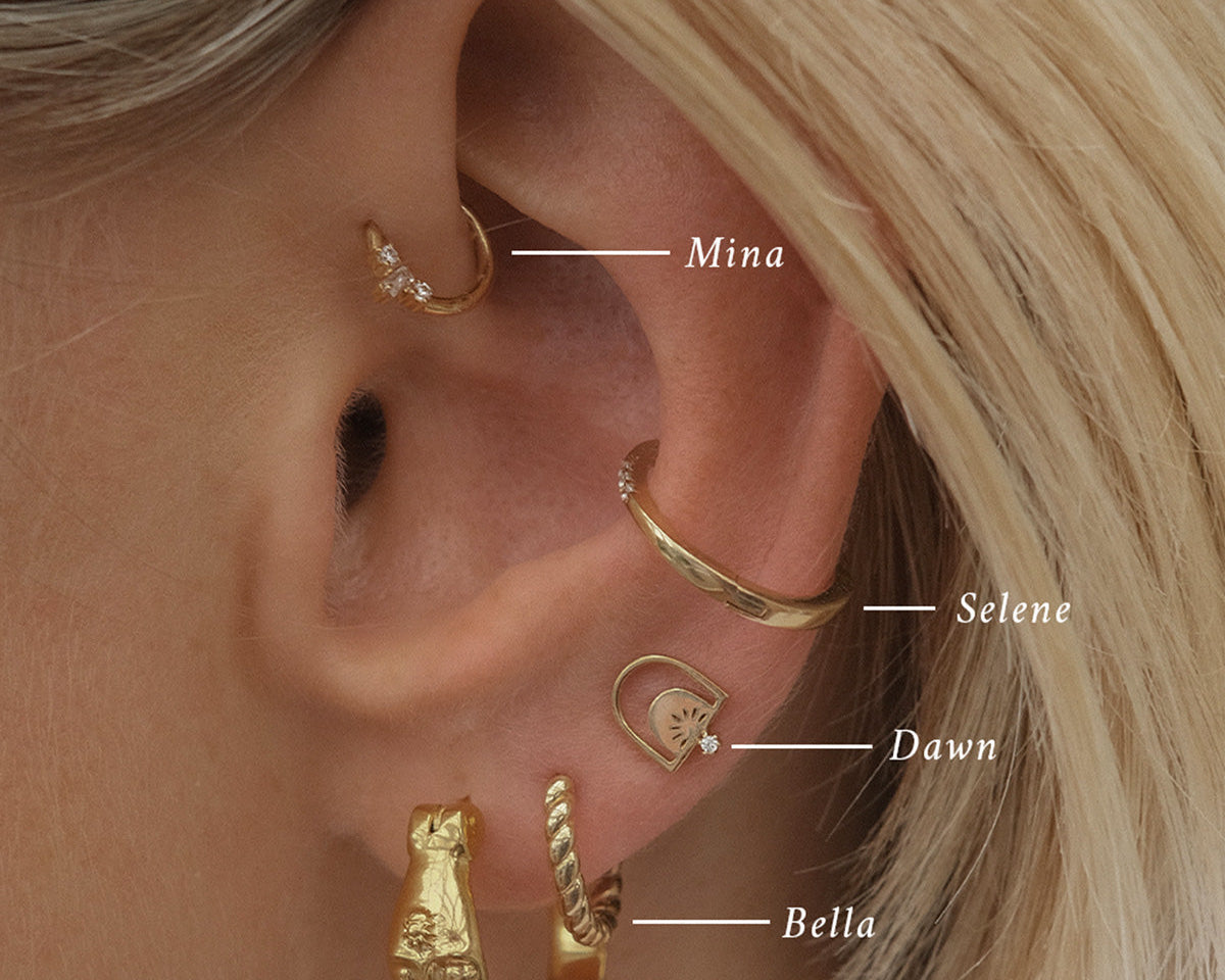 14K Solid Gold Dawn Single Stud | S-kin Studio Jewelry | Ethical Piercing Earrings