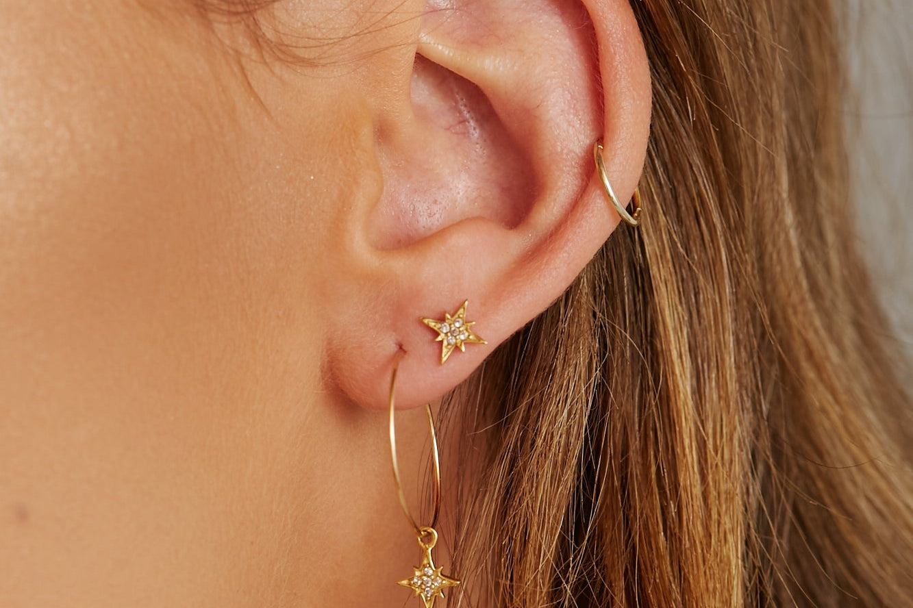 St'X Starburst Wire Hoops - S-kin Studio Jewelry | Minimal Jewellery That Lasts.