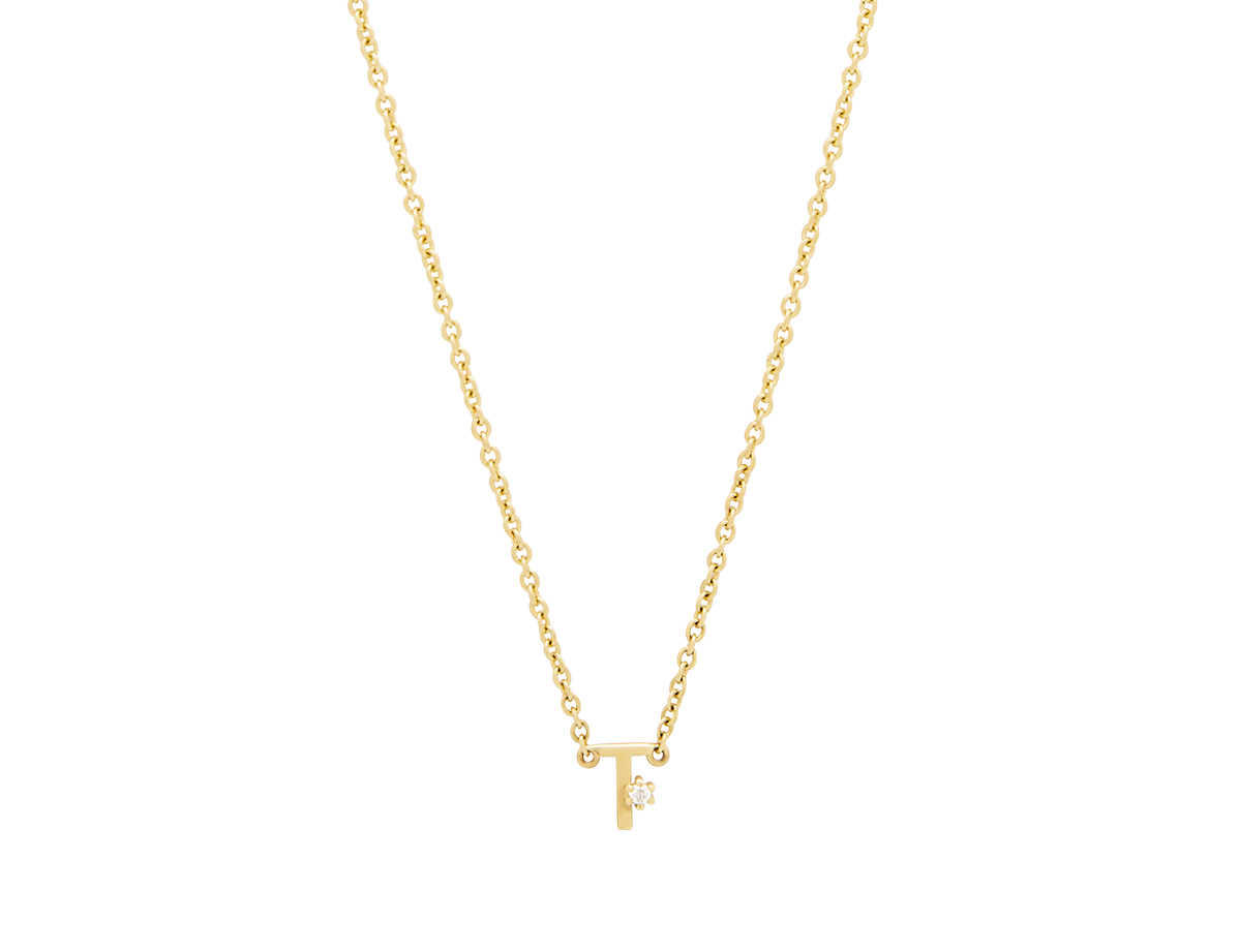 Solid Gold Initial Necklace