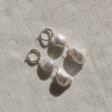 Aphrodite Baroque Double Pearl Silver Earrings | S-kin Studio Jewelry | Ethical Pearl Wedding Earrings
