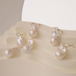 Aphrodite Baroque Double Pearl Silver Earrings | S-kin Studio Jewelry | Ethical Pearl Wedding Earrings