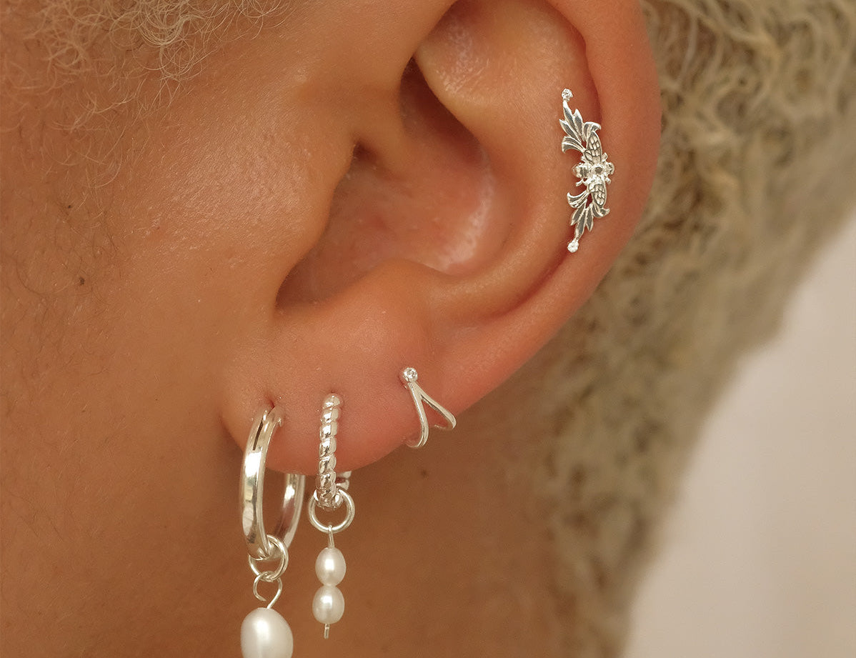 Sterling Silver Faye Wishbone Single Stud | S-kin Studio Jewelry | Ethical Piercing Earrings
