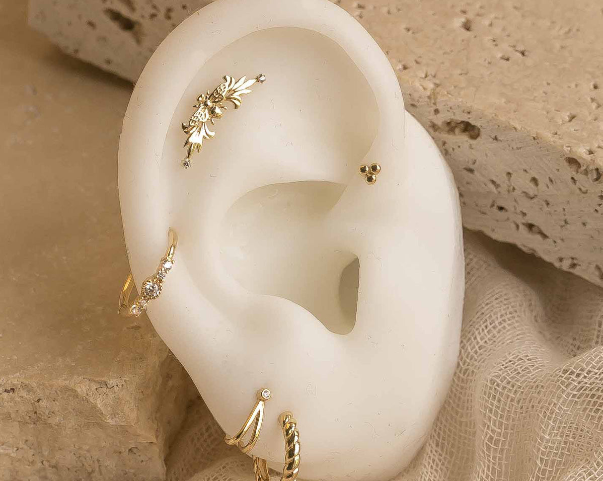 18K Gold Fill Faye Wishbone Single Stud | S-kin Studio Jewelry | Ethical Piercing Earrings