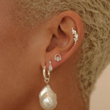 Sterling Silver Rei Marquise Dangle Single Stud | S-kin Studio Jewelry | Ethical Piercing Earrings