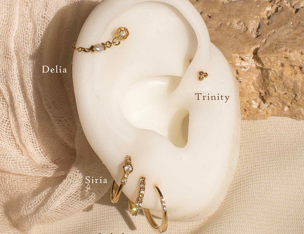 14K Solid Gold Ophelia Pave Huggie Hoop | S-kin Studio Jewelry | Ethical Piercing Earrings