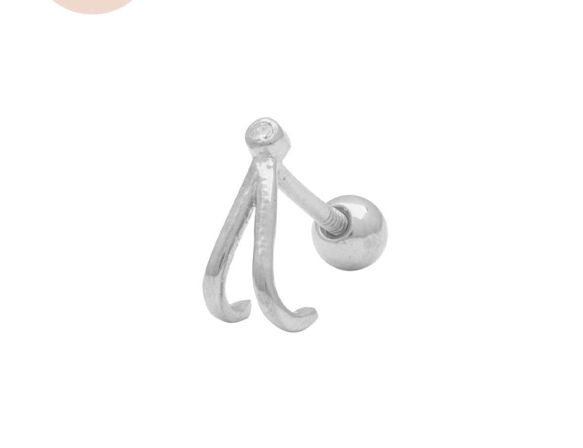 Sterling Silver Faye Wishbone Single Stud | S-kin Studio Jewelry | Ethical Piercing Earrings