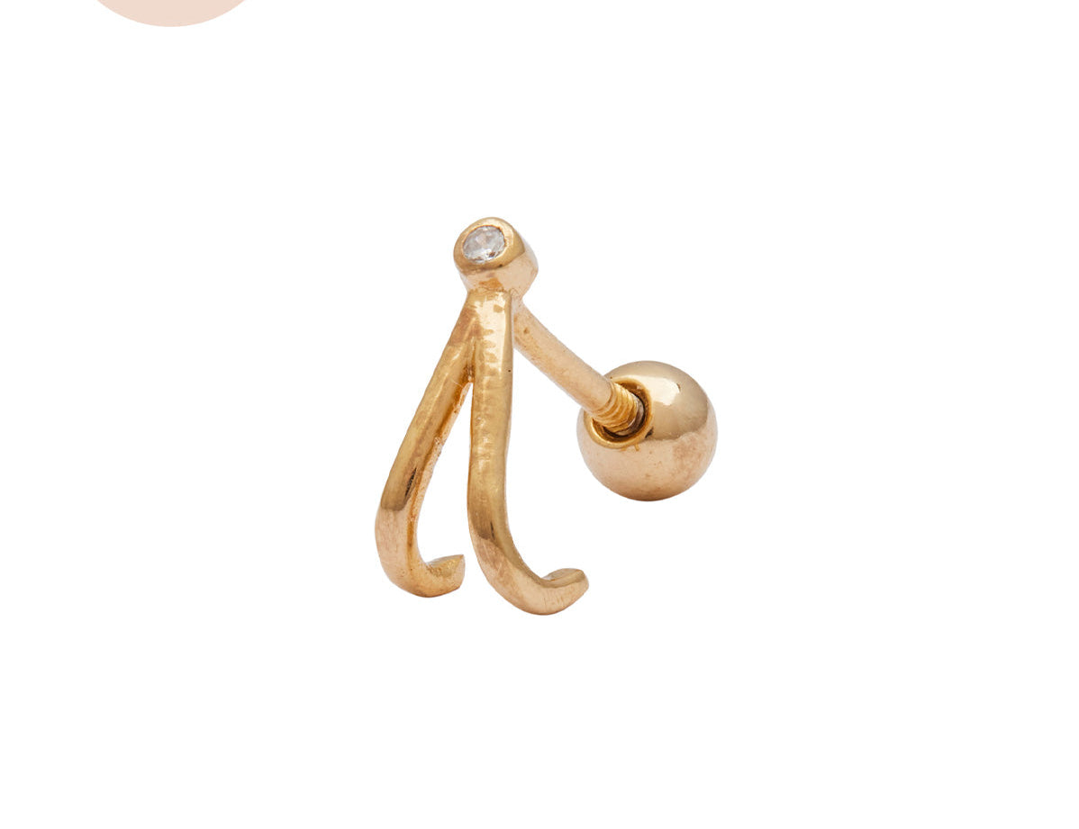 18K Gold Fill Faye Wishbone Single Stud | S-kin Studio Jewelry | Ethical Piercing Earrings