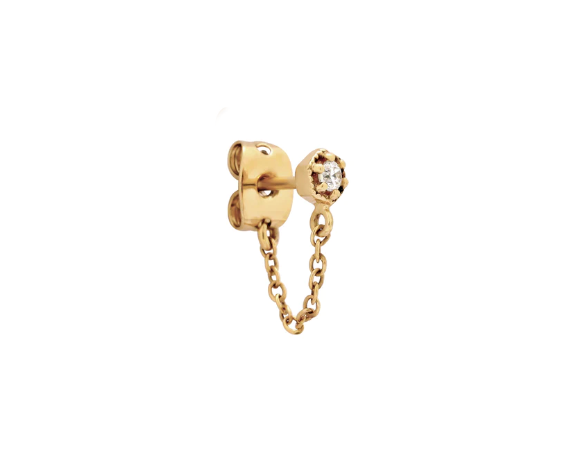 Ingrid Solid Gold Chain Stud | 9K Solid Gold Earrings | S-kin Studio Jewelry | Ethical Jewelry That Lasts