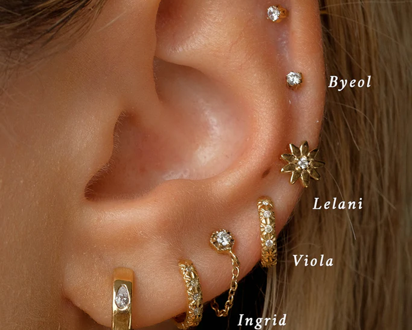 Ingrid Solid Gold Chain Stud | 9K Solid Gold Earrings | S-kin Studio Jewelry | Ethical Jewelry That Lasts