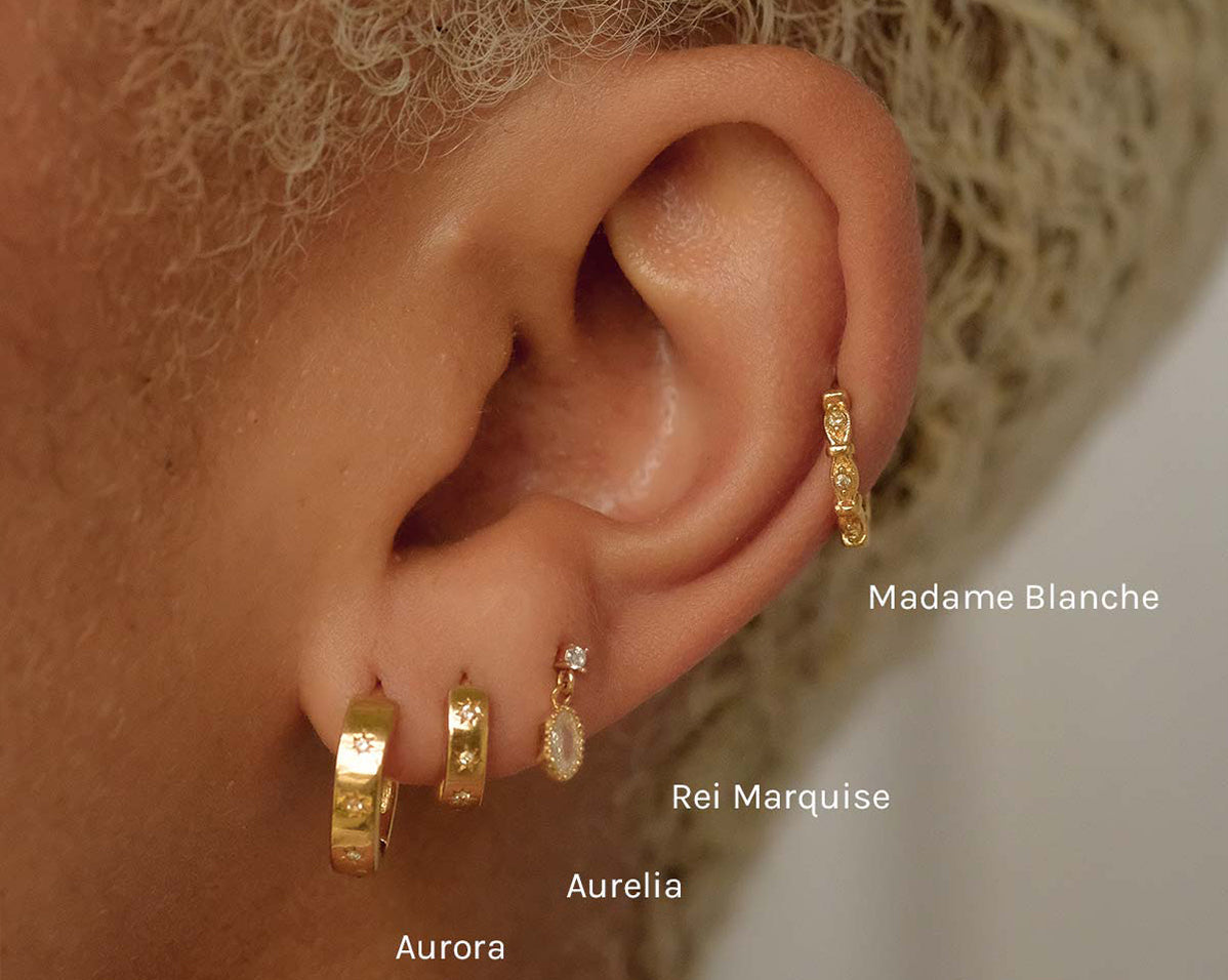 Aurelia Gemstone Huggie Hoops - S-kin Studio Jewelry | Minimal Jewellery That Lasts.