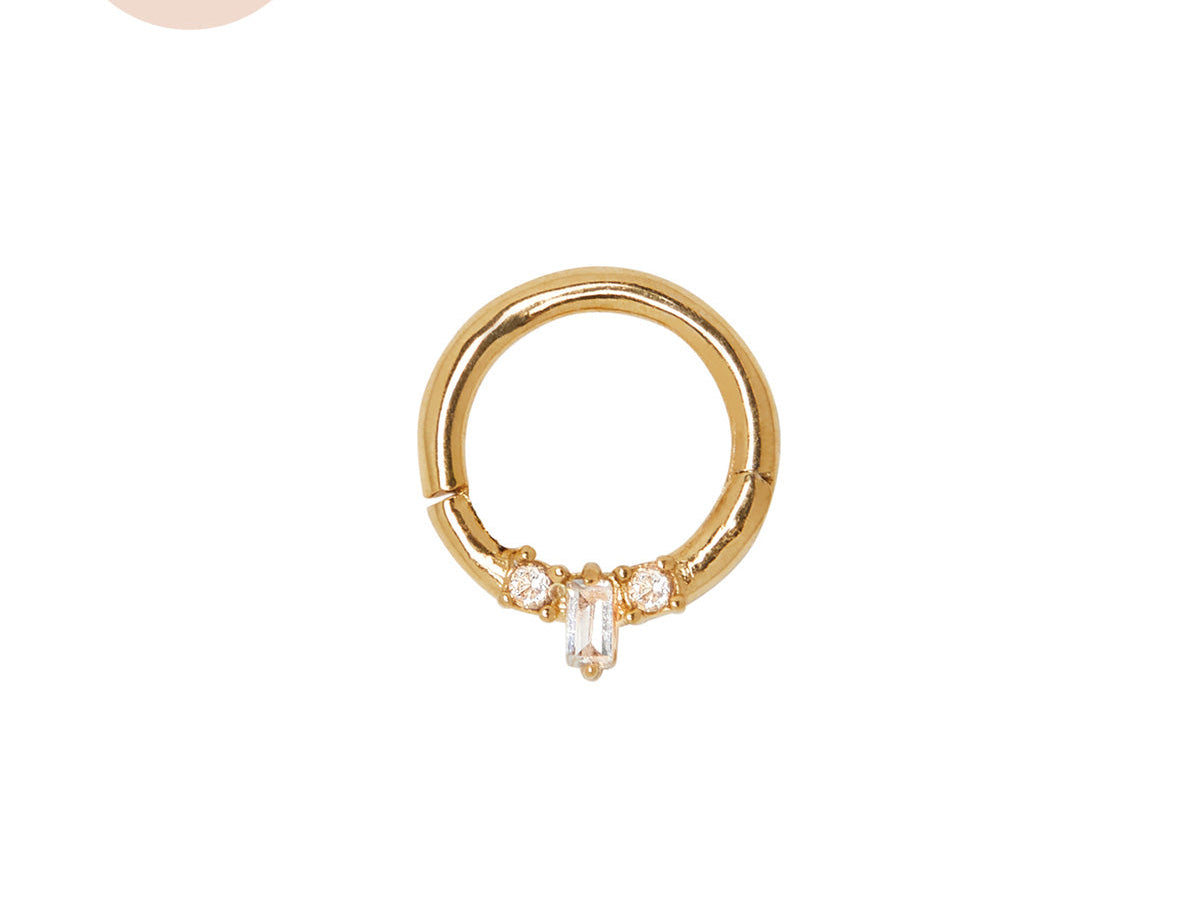 18K Gold Fill Mina Trio Gemstone Hoop | S-kin Studio Jewelry | Ethical Piercing Earrings