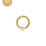 14K Solid Gold Mina Trio Gemstone Hoop | S-kin Studio Jewelry | Ethical Piercing Earrings