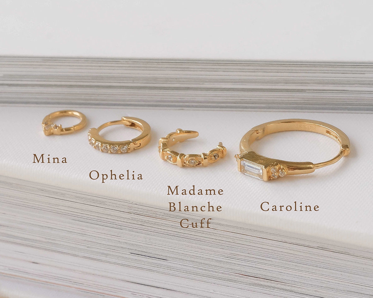 14K Solid Gold Mina Trio Gemstone Hoop | S-kin Studio Jewelry | Ethical Piercing Earrings