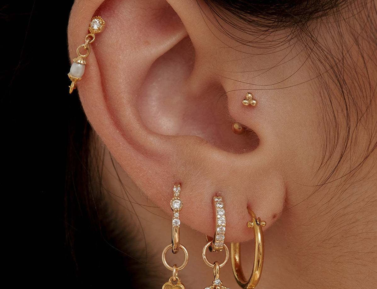 18K Gold Fill Ophelia Pave Huggie Hoop | S-kin Studio Jewelry | Ethical Piercing Earrings