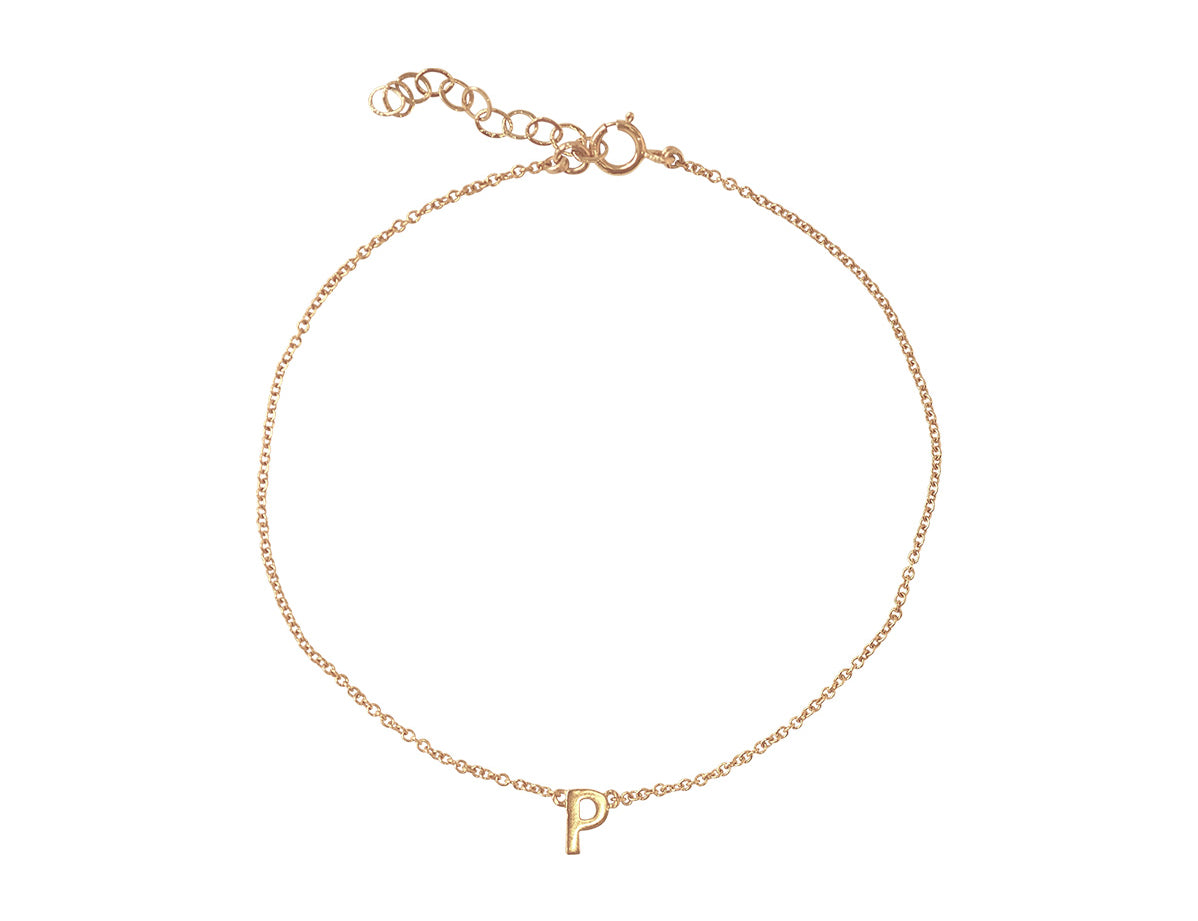 Custom Single Initial Bracelet | S-kin Studio Jewelry | Ethical Hand Made Gold Fill Jewelry