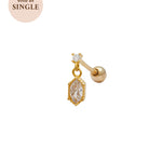 18K Gold Fill Rei Marquise Dangle Single Stud | S-kin Studio Jewelry | Ethical Piercing Earrings