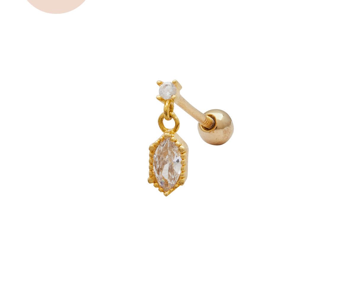 18K Gold Fill Rei Marquise Dangle Single Stud | S-kin Studio Jewelry | Ethical Piercing Earrings