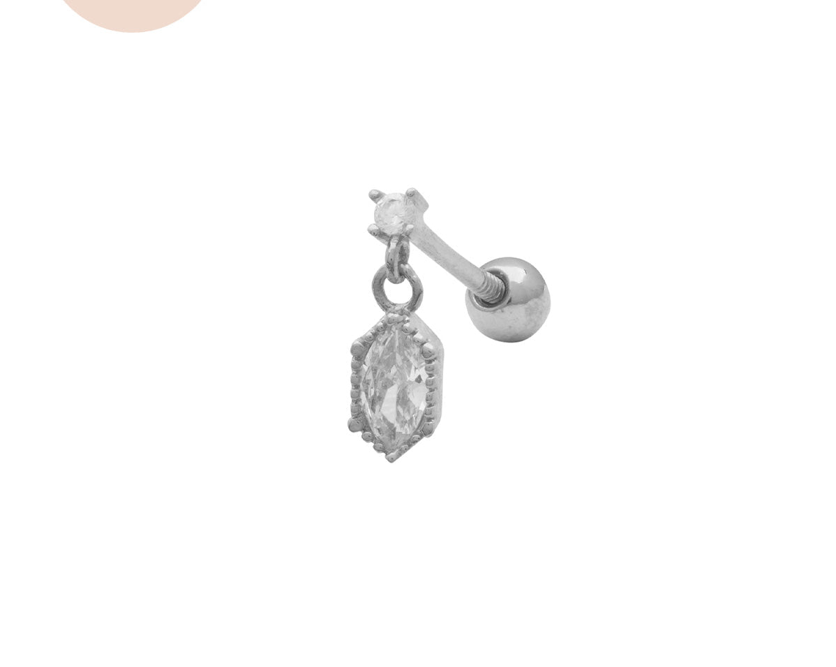 Sterling Silver Rei Marquise Dangle Single Stud | S-kin Studio Jewelry | Ethical Piercing Earrings