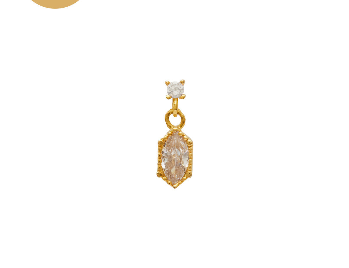 14K Solid Gold Rei Marquise Dangle Single Stud | S-kin Studio Jewelry | Ethical Piercing Earrings