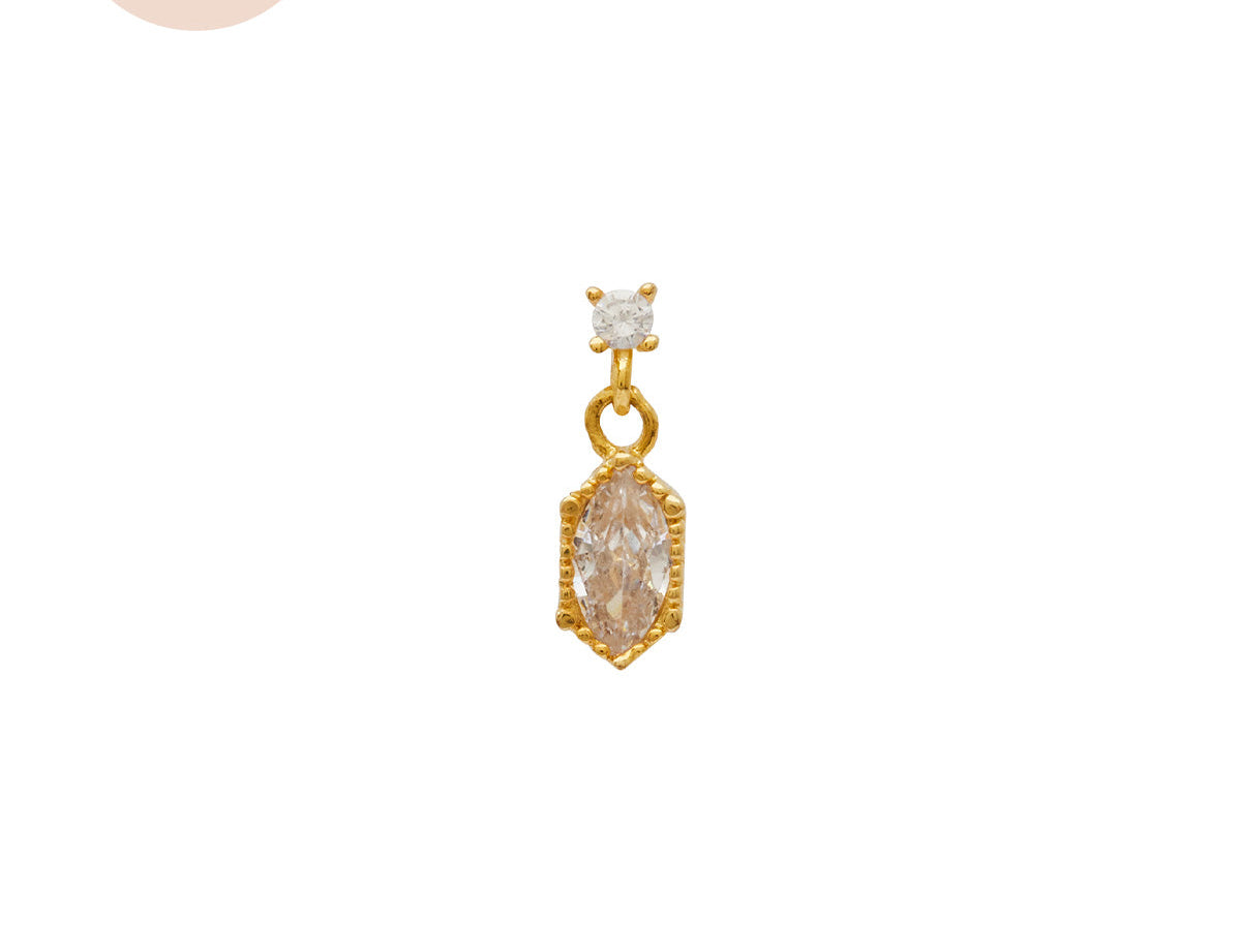 18K Gold Fill Rei Marquise Dangle Single Stud | S-kin Studio Jewelry | Ethical Piercing Earrings