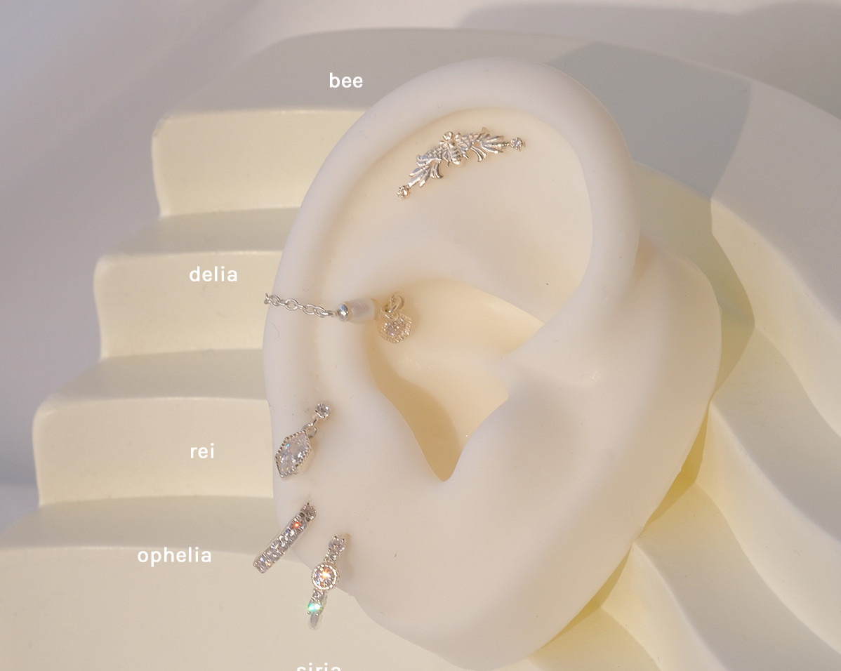 Sterling Silver Rei Marquise Dangle Single Stud | S-kin Studio Jewelry | Ethical Piercing Earrings