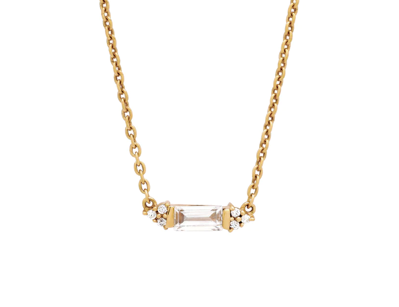 Victoria Solid Gold Baguette Diamond Necklace | 9K Solid Gold Necklaces | S-kin Studio Jewelry | Ethical Jewelry That Lasts