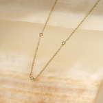 Yuki Solid Gold Trio Diamond Necklace | 9K Solid Gold Necklaces | S-kin Studio Jewelry | Ethical Jewelry That Lasts
