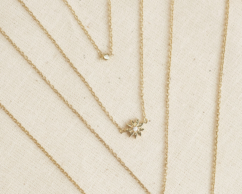 Yuki Solid Gold Trio Diamond Necklace | 9K Solid Gold Necklaces | S-kin Studio Jewelry | Ethical Jewelry That Lasts