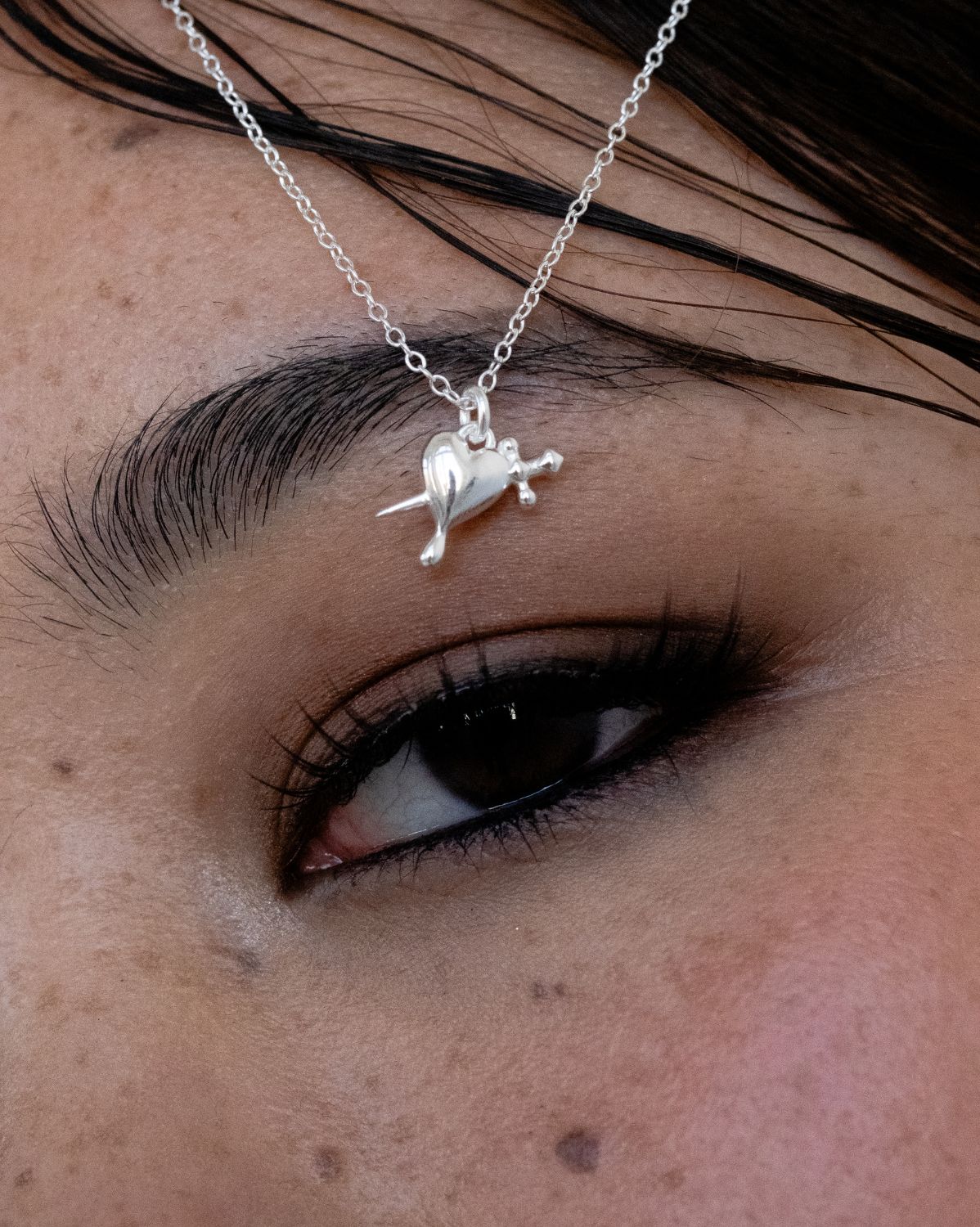 Lena Dagger Heart Necklace - Sterling Silver