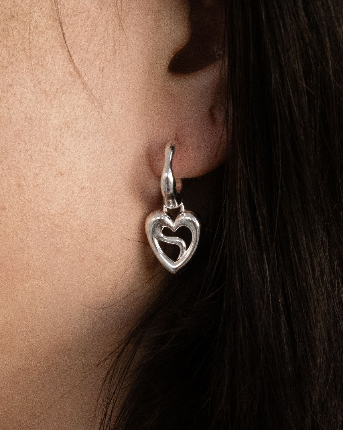 Mika Cosmic Heart Hoops - Sterling Silver