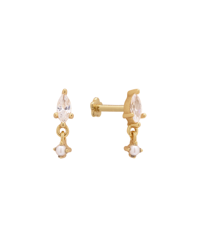14K Solid Gold Kite Dangle Piercing Stud (Pair)