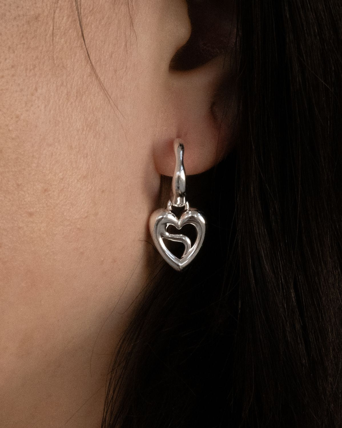 Mika Cosmic Heart Hoops - Sterling Silver