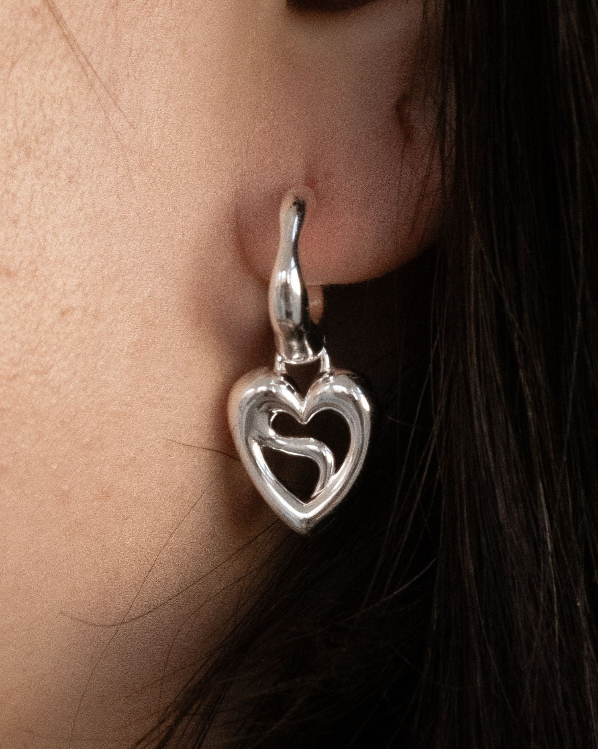 Mika Cosmic Heart Hoops - Sterling Silver