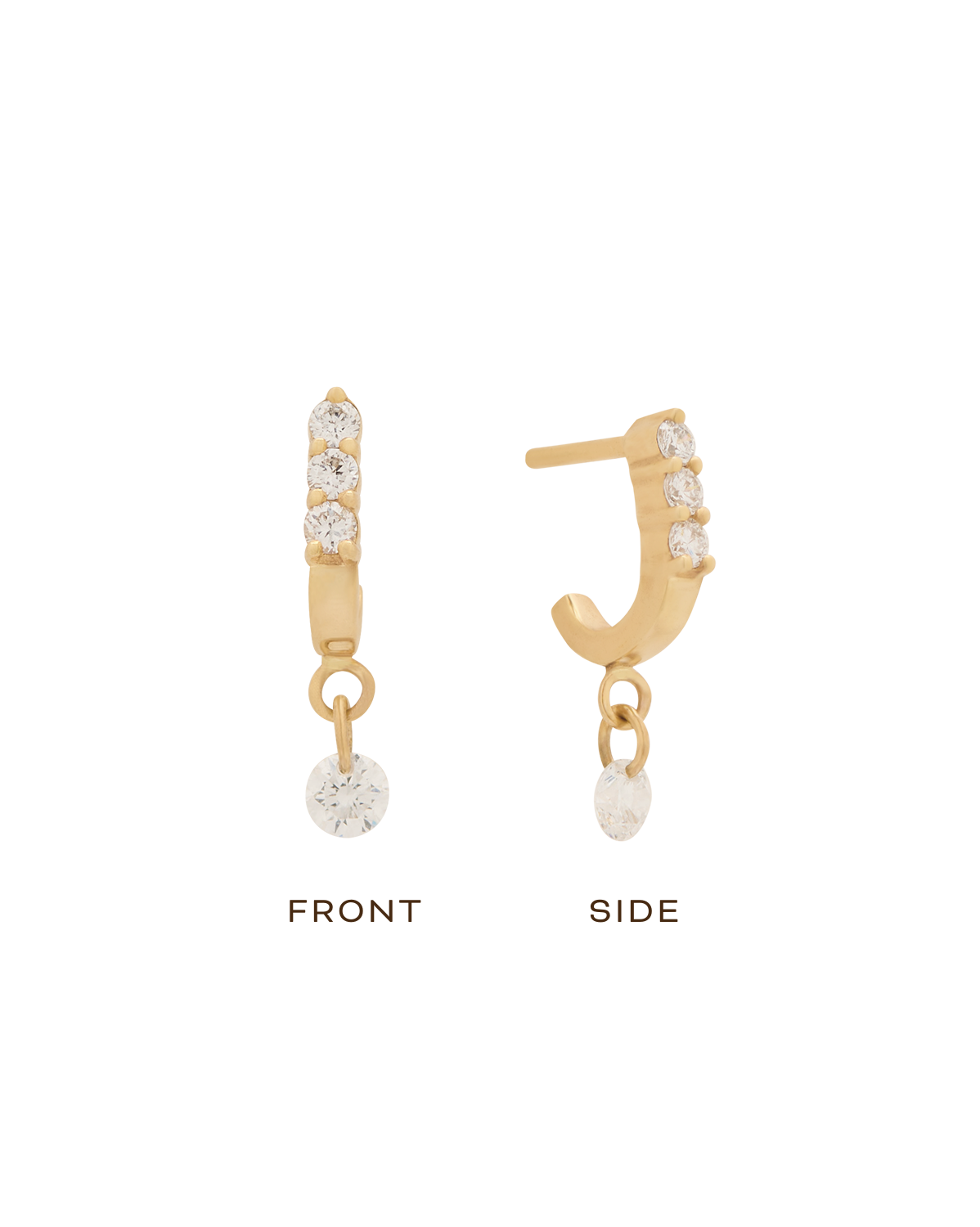 Solid Gold Diamond Droplet Studs