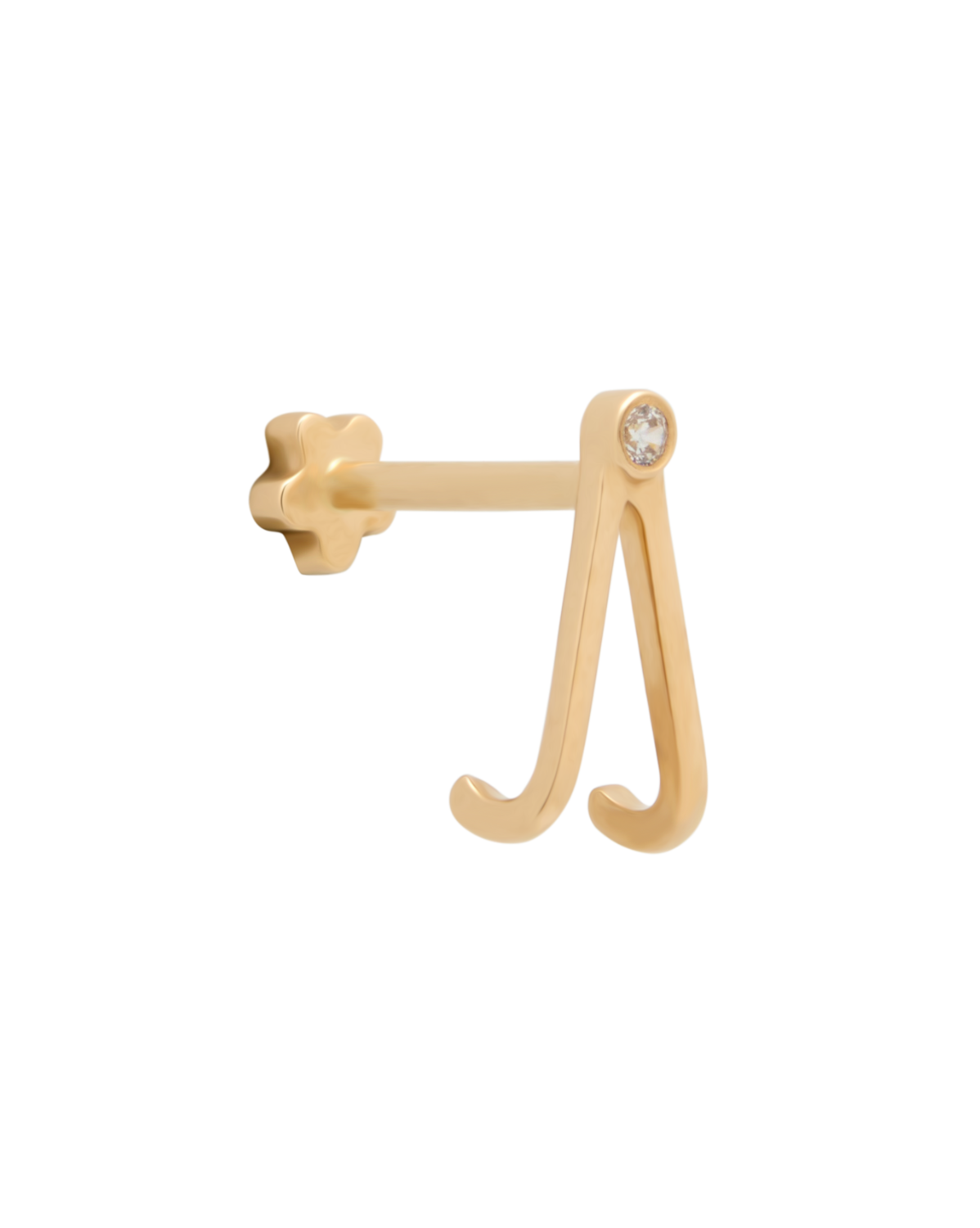14K Solid Gold Faye Wishbone Single Stud