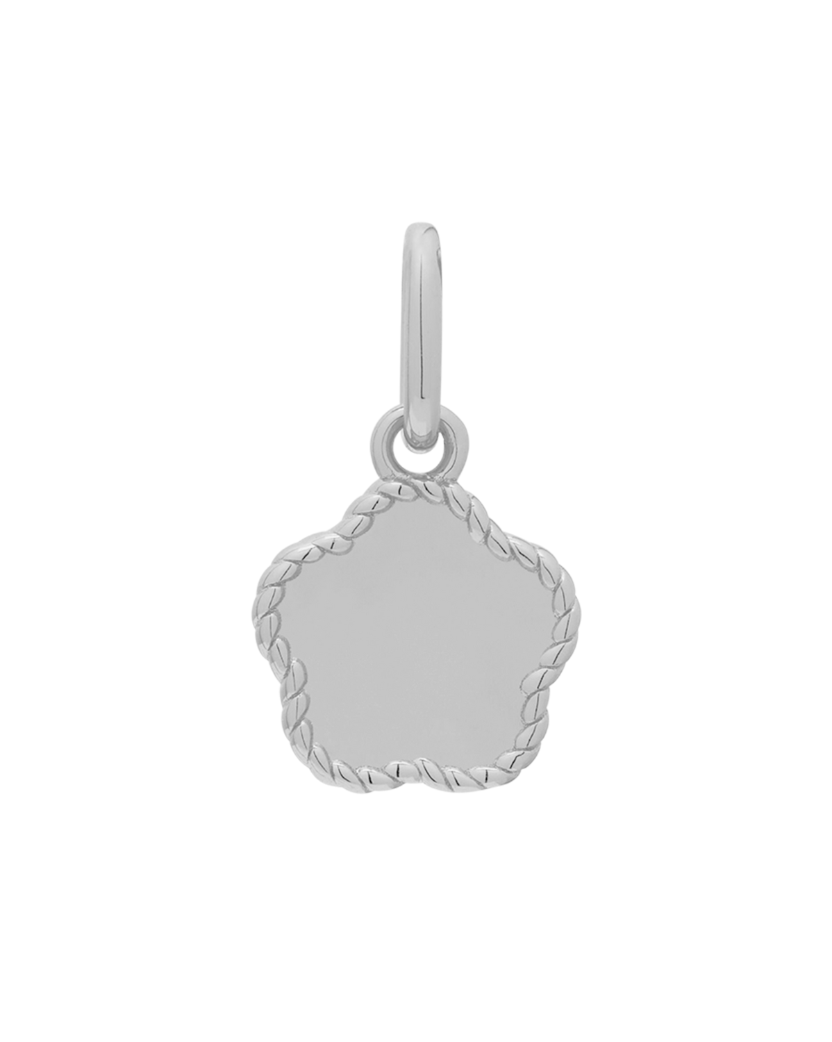 Flower Engraved Initial Pendant - Sterling Silver