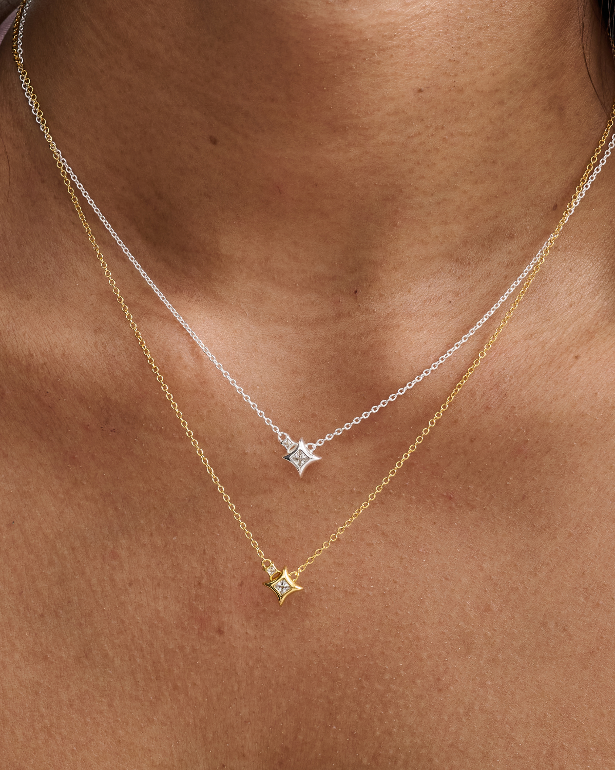 Stella Twin Sparkle Necklace - Sterling Silver