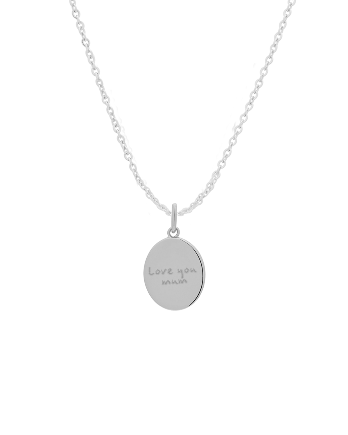 Custom Engraved Oval Necklace - Sterling Silver